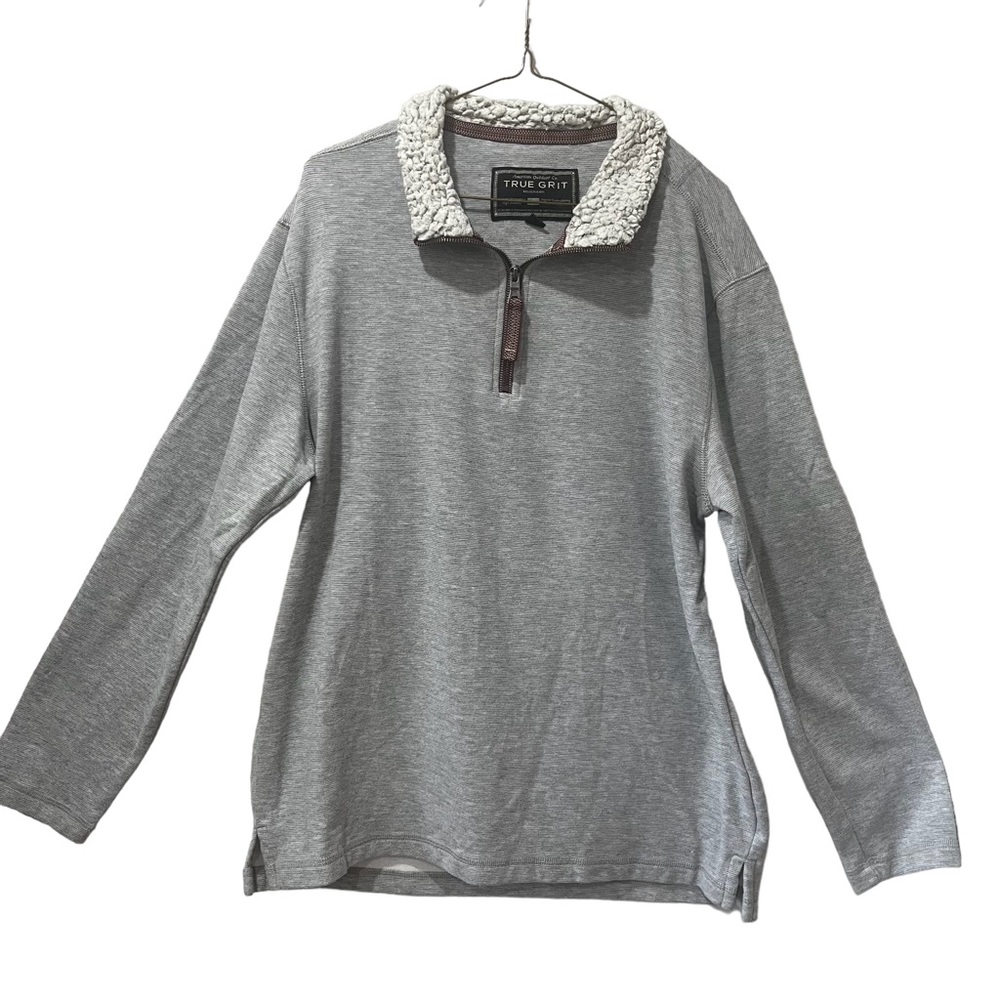 True‎ Grit 1/4 zip pullover gray Sherpa Collar Men